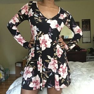 Black floral skater dress